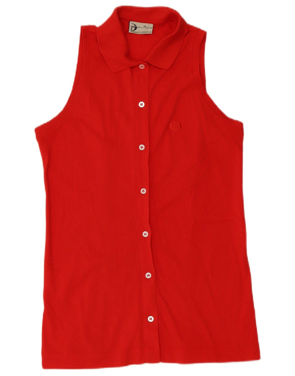 Camicetta senza maniche da donna Sergio Tacchini UK 14 grande cotone rosso