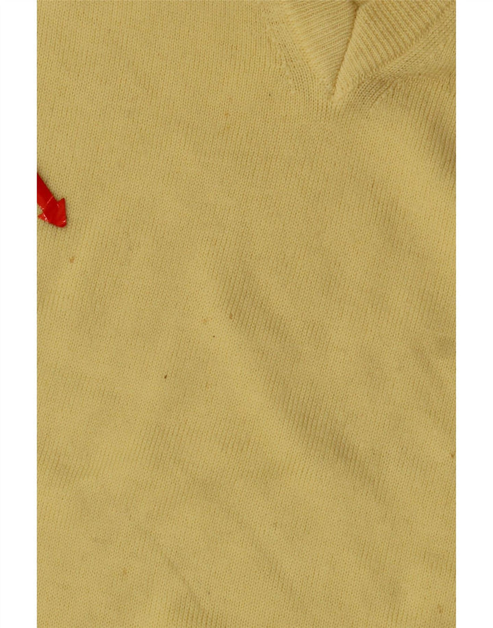 Maglione da uomo con scollo a V Erin, grande, in lana vergine gialla