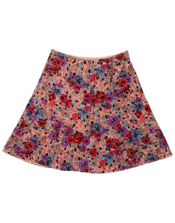 Gonna a trapezio da donna vintage IT 40 piccola W27 rosa floreale