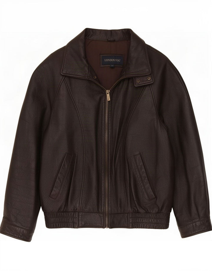 Giacca in pelle da uomo London Fog UK 40 grande marrone
