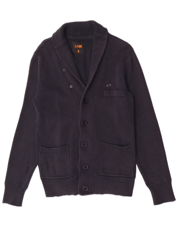 Maglione cardigan da uomo Sun68 piccolo in cotone blu navy