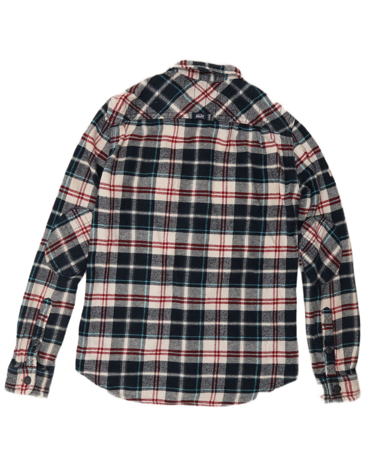 Camicia da uomo in flanella SUPERDRY piccola in cotone a quadri blu navy