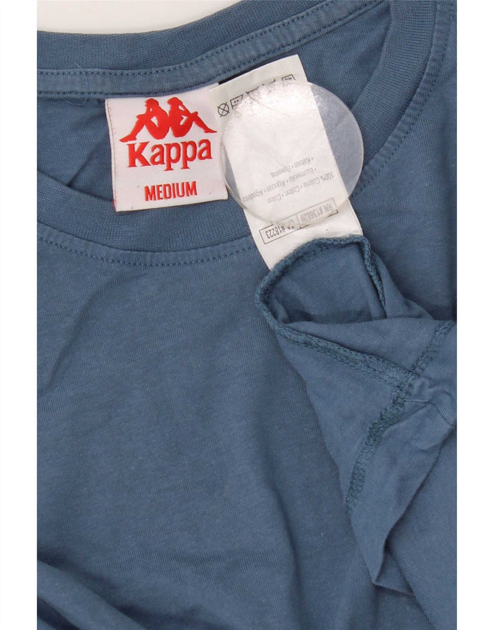 Top grafico da uomo Kappa a maniche lunghe in cotone blu medio