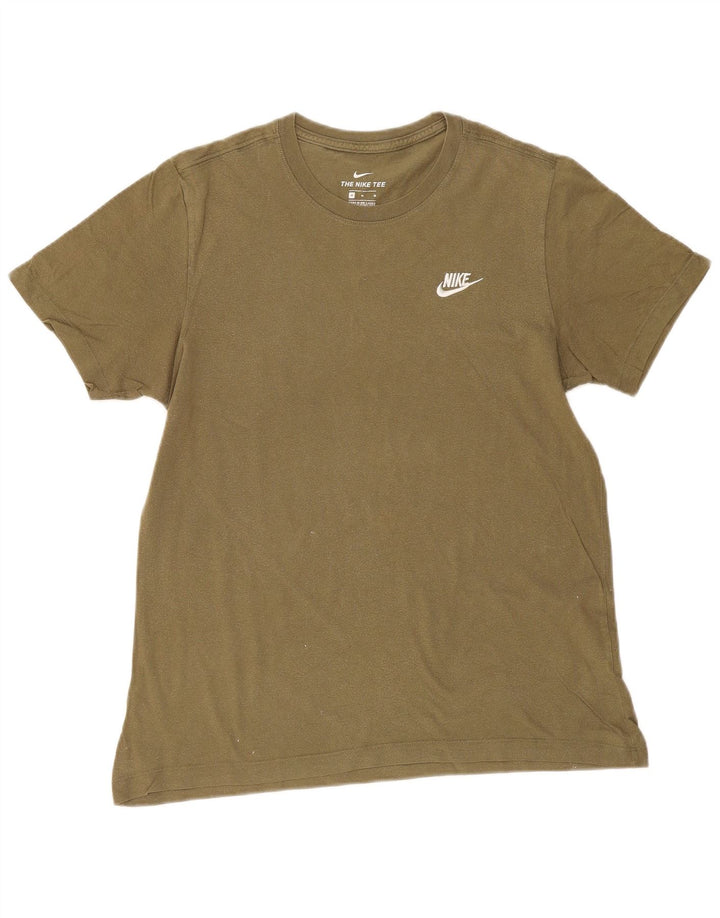 NIKE Mens T-Shirt Top Medium Khaki Cotton