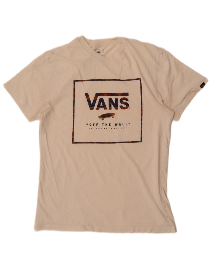 T-shirt grafica personalizzata da uomo Vans, top in cotone bianco medio