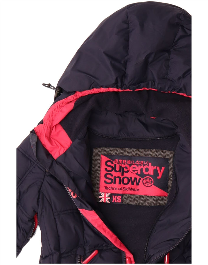 Giacca da sci oversize con cappuccio da donna Superdry UK 6 XS poliestere blu navy