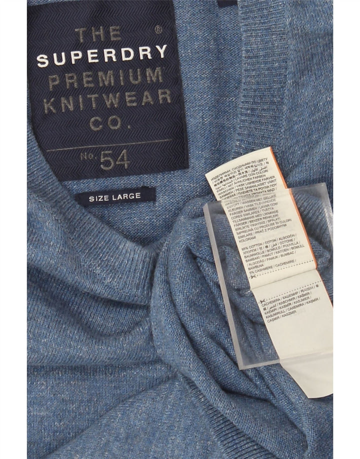 Maglione da uomo girocollo Superdry in cotone blu di grandi dimensioni