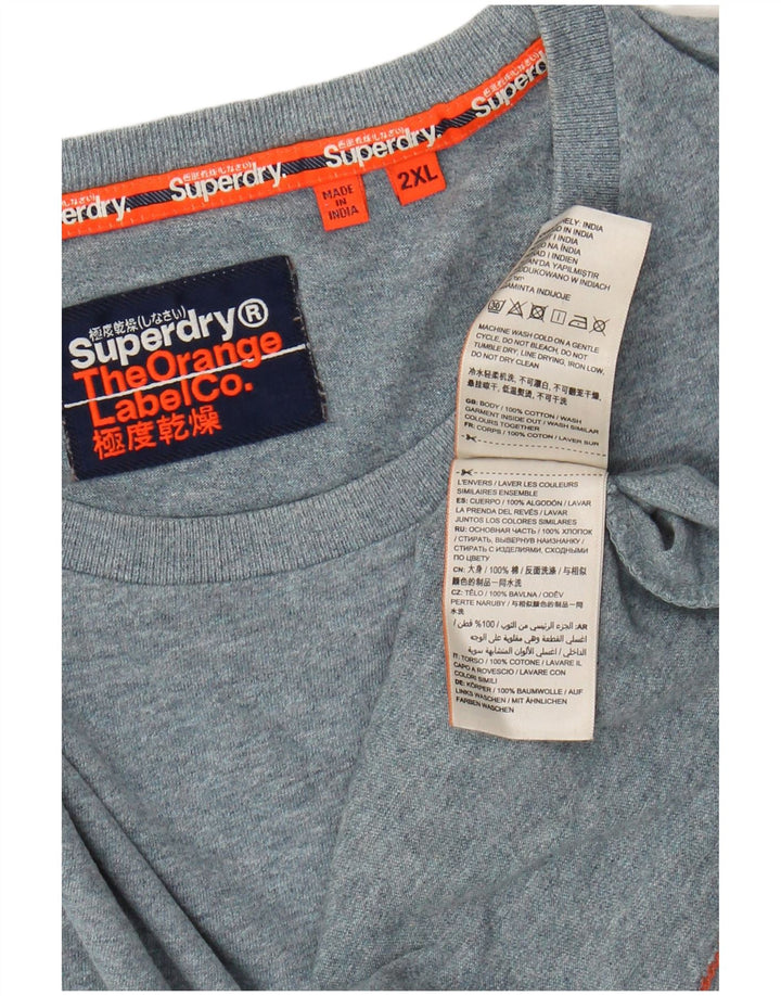 T-shirt da uomo SUPERDRY Top 2XL cotone screziato blu