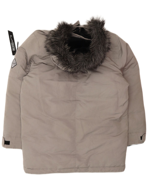 Giacca imbottita con cappuccio da uomo HOLLISTER UK 40 grande poliestere grigio