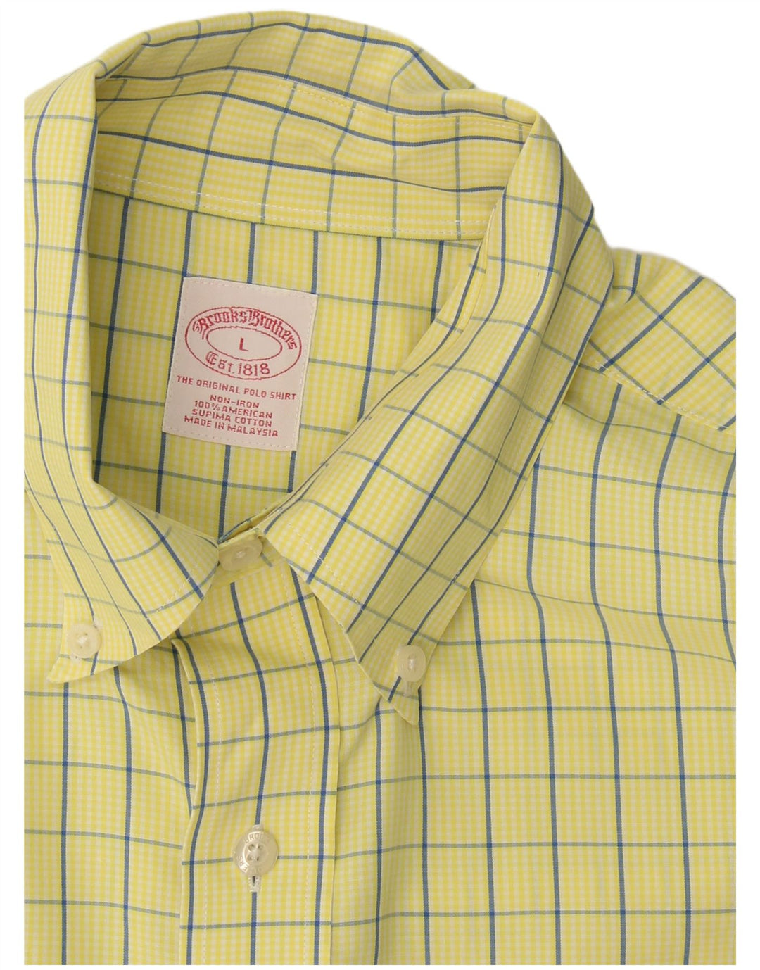 Camicia da uomo Brooks Brothers in cotone a quadri gialli grandi