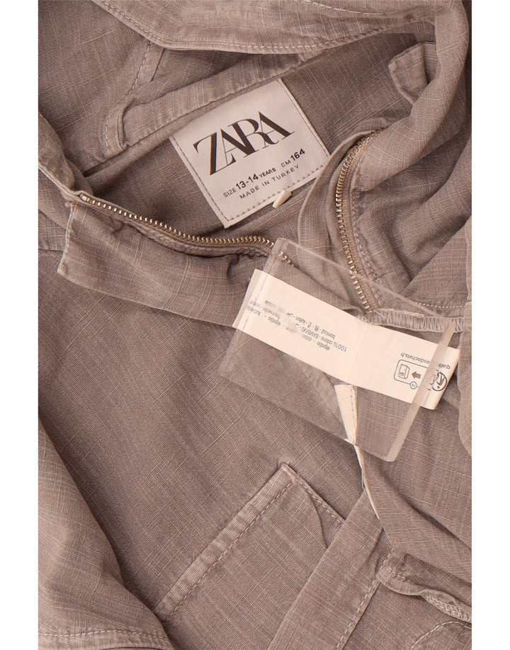 Giacca utility con cappuccio Zara per ragazze 13-14 anni in cotone grigio