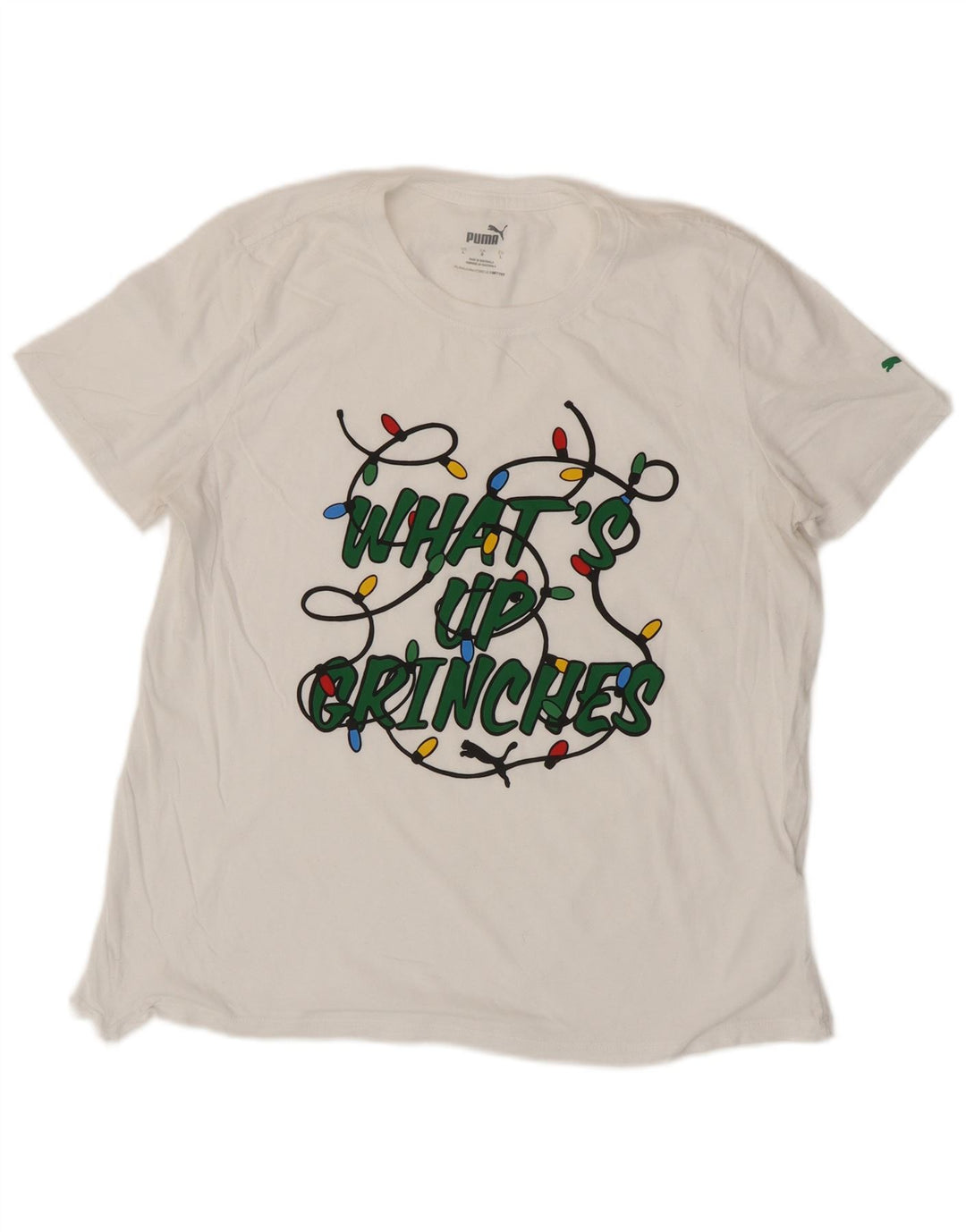 T-shirt grafica da donna Puma UK 16 grande cotone bianco