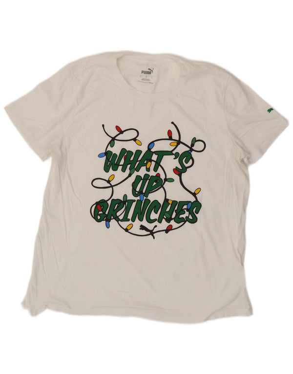 T-shirt grafica da donna Puma UK 16 grande cotone bianco