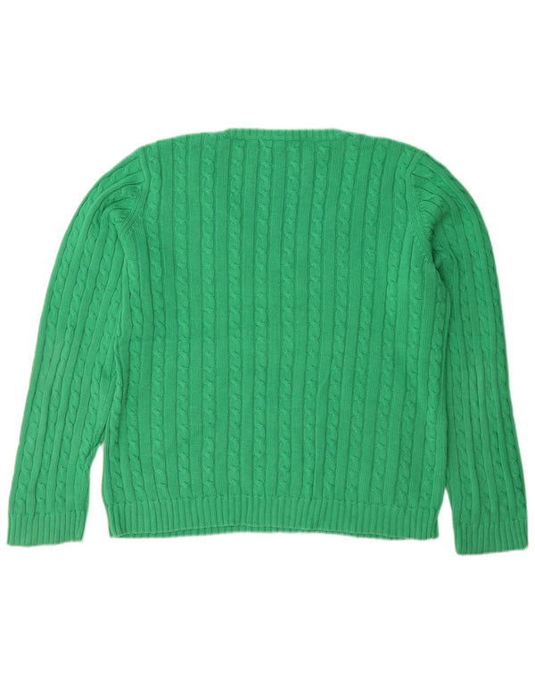 Maglione maglione con scollo a V da donna Ralph Lauren UK 16 grande cotone verde