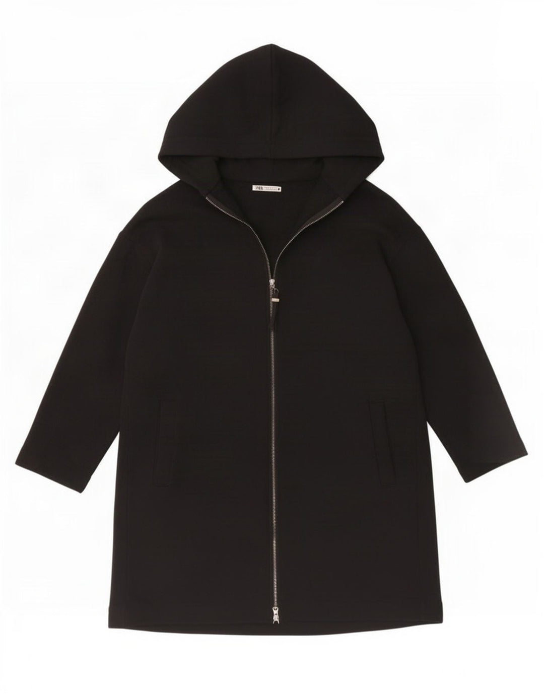 Maglione cardigan oversize lungo da donna Zara UK 14 cotone nero medio