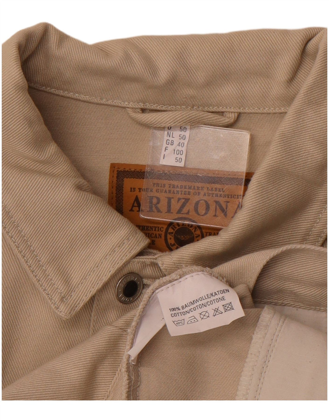ARIZONA Giacca di jeans da uomo UK 40 Large Beige Cotton