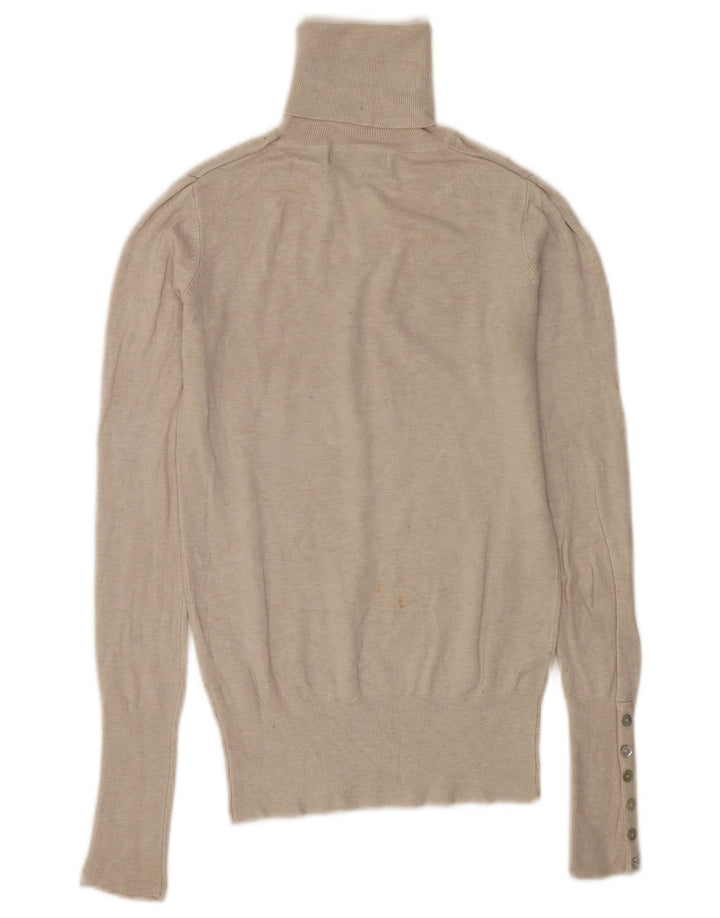 Maglione maglione collo alto da donna Zara UK 10 piccolo rayon beige