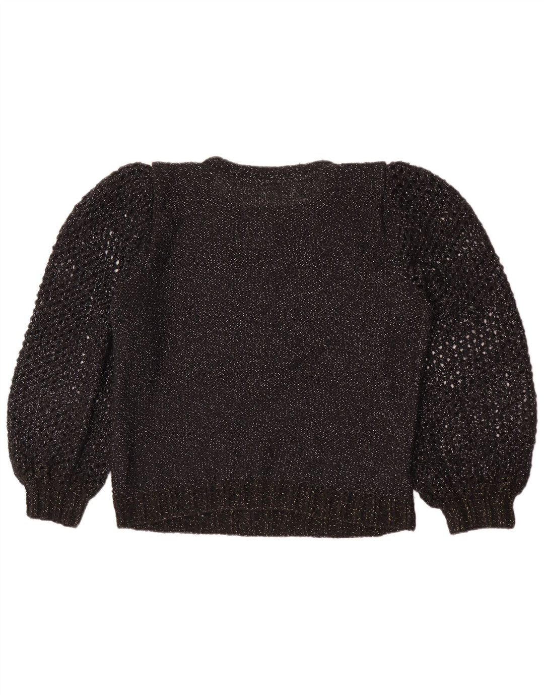 Maglione maglione girocollo da donna vintage UK 12 medio nero