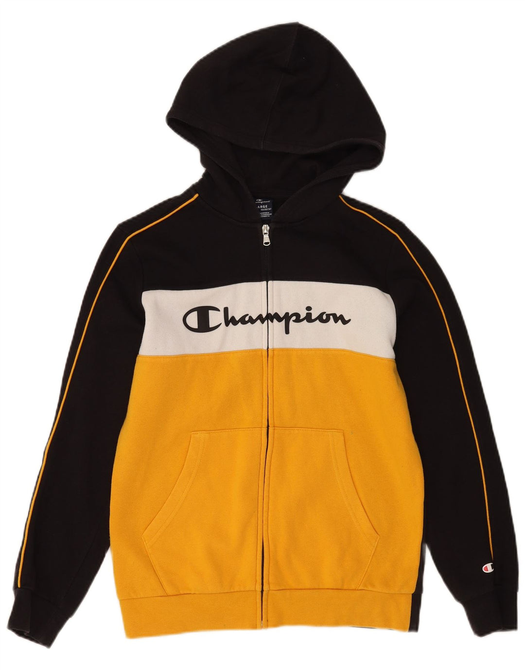 Felpa con cappuccio e zip CHAMPION per ragazzi 13-14 anni XL Blu navy a blocchi di colore