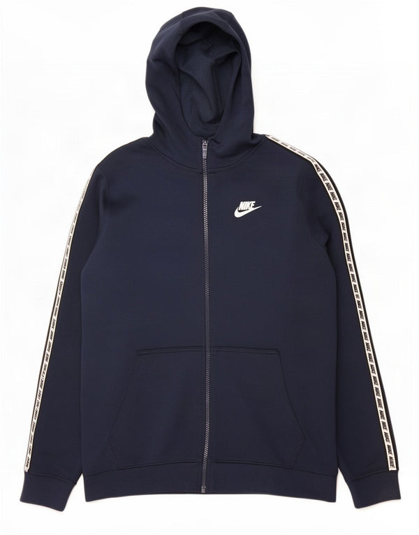 Felpa con cappuccio e zip Nike per ragazzi, 12-13 anni, grande, blu navy, color block