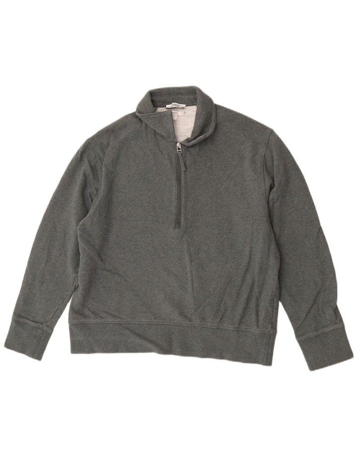 Felpa Cos da uomo rilassata con zip e collo, in cotone verde medio