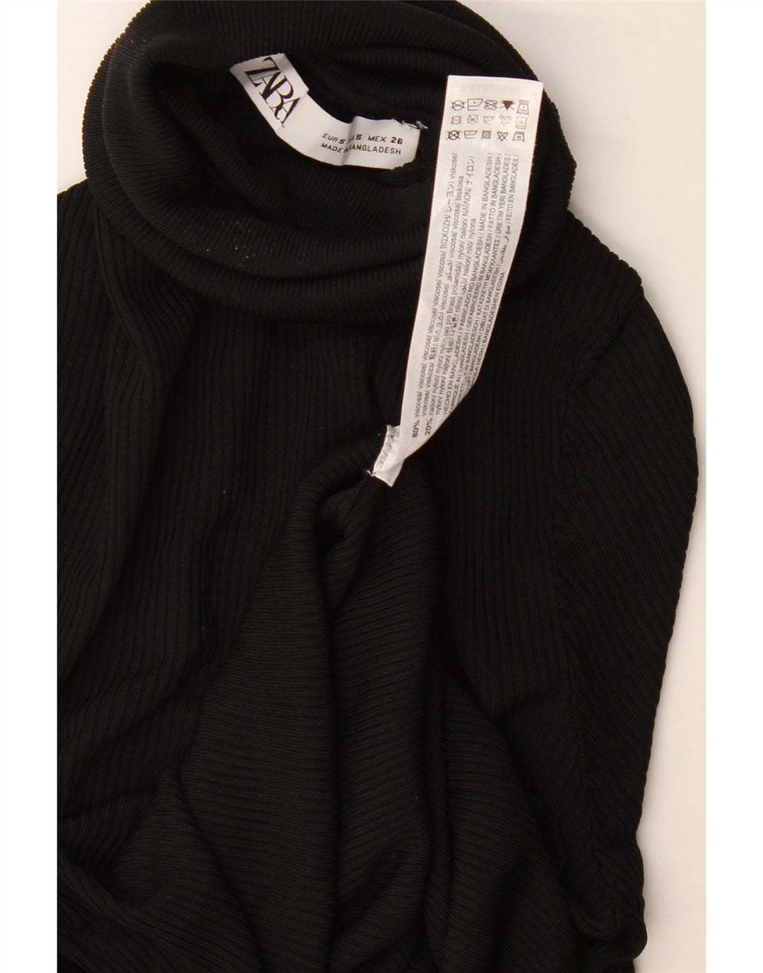 Maglione maglione a collo alto da donna Zara UK 8 piccolo in viscosa nera