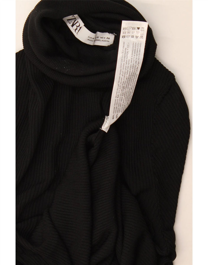 Maglione maglione a collo alto da donna Zara UK 8 piccolo in viscosa nera