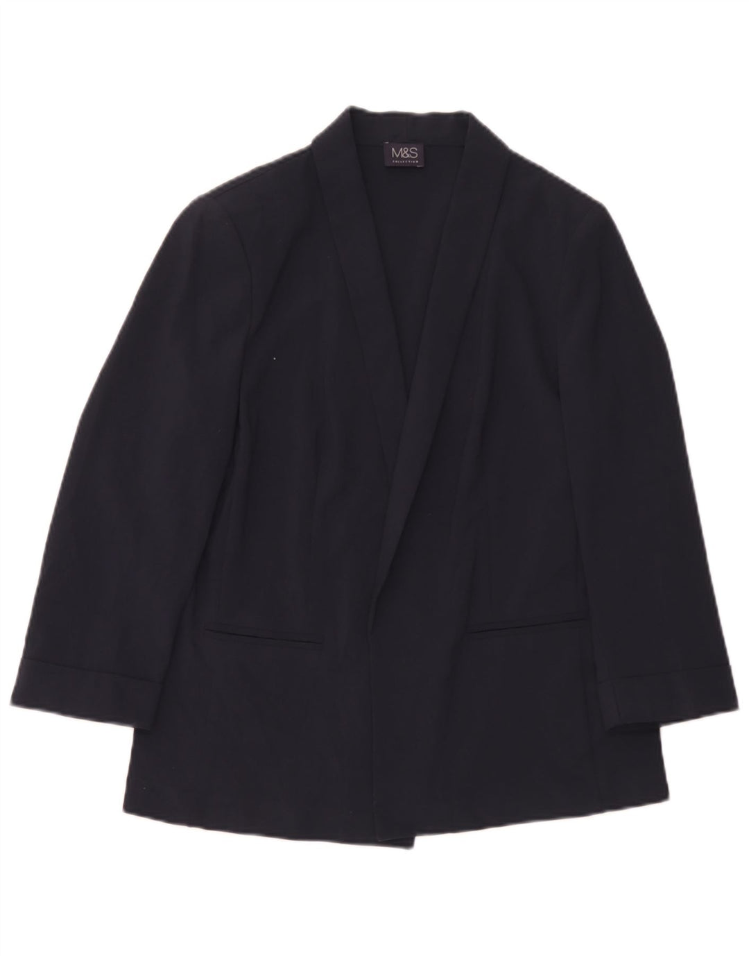 Giacca blazer aperta da donna Marks & Spencer UK 12 poliestere medio blu navy