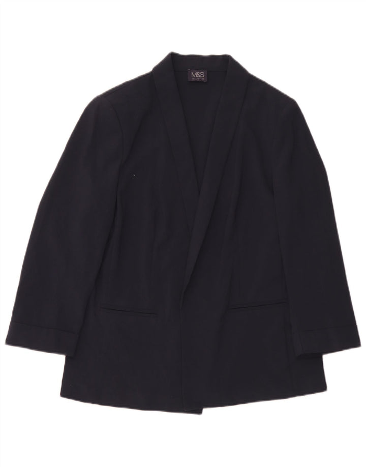 Giacca blazer aperta da donna Marks & Spencer UK 12 poliestere medio blu navy