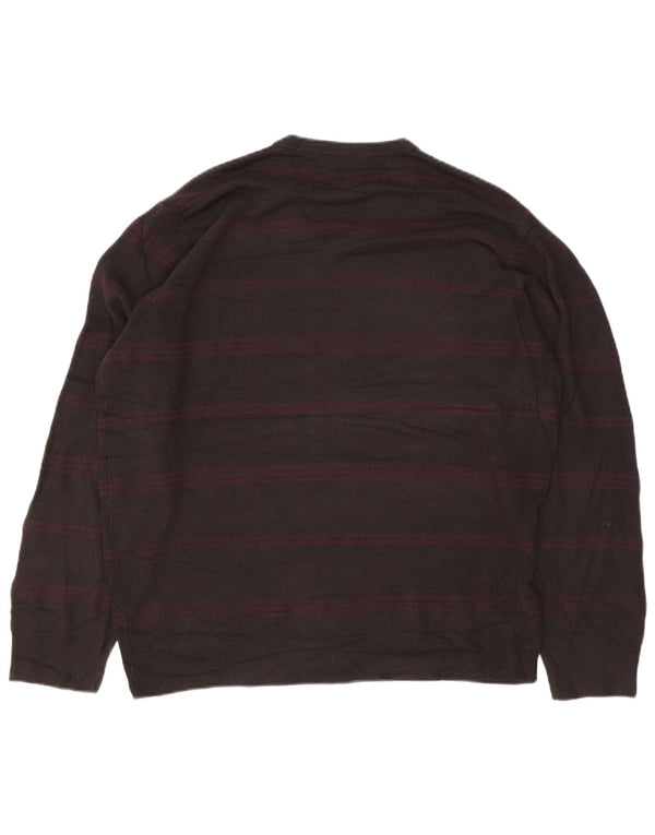 Maglione Marks & Spencer da uomo con scollo a V blu Harbour XL a righe marroni