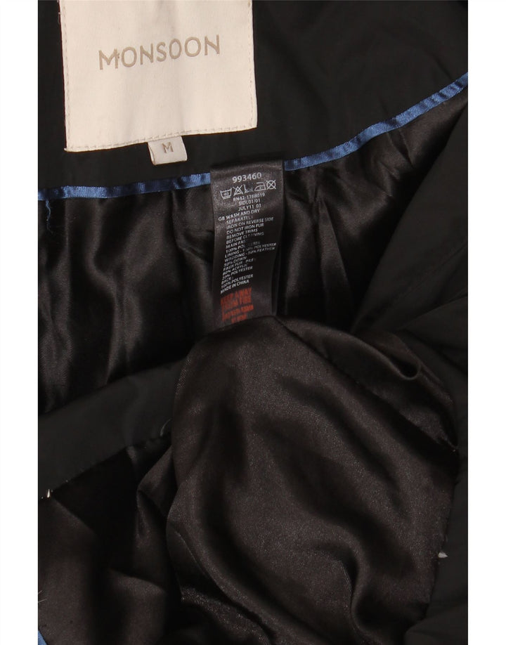 Cappotto imbottito con cappuccio da donna Monsoon UK 14 poliestere nero medio
