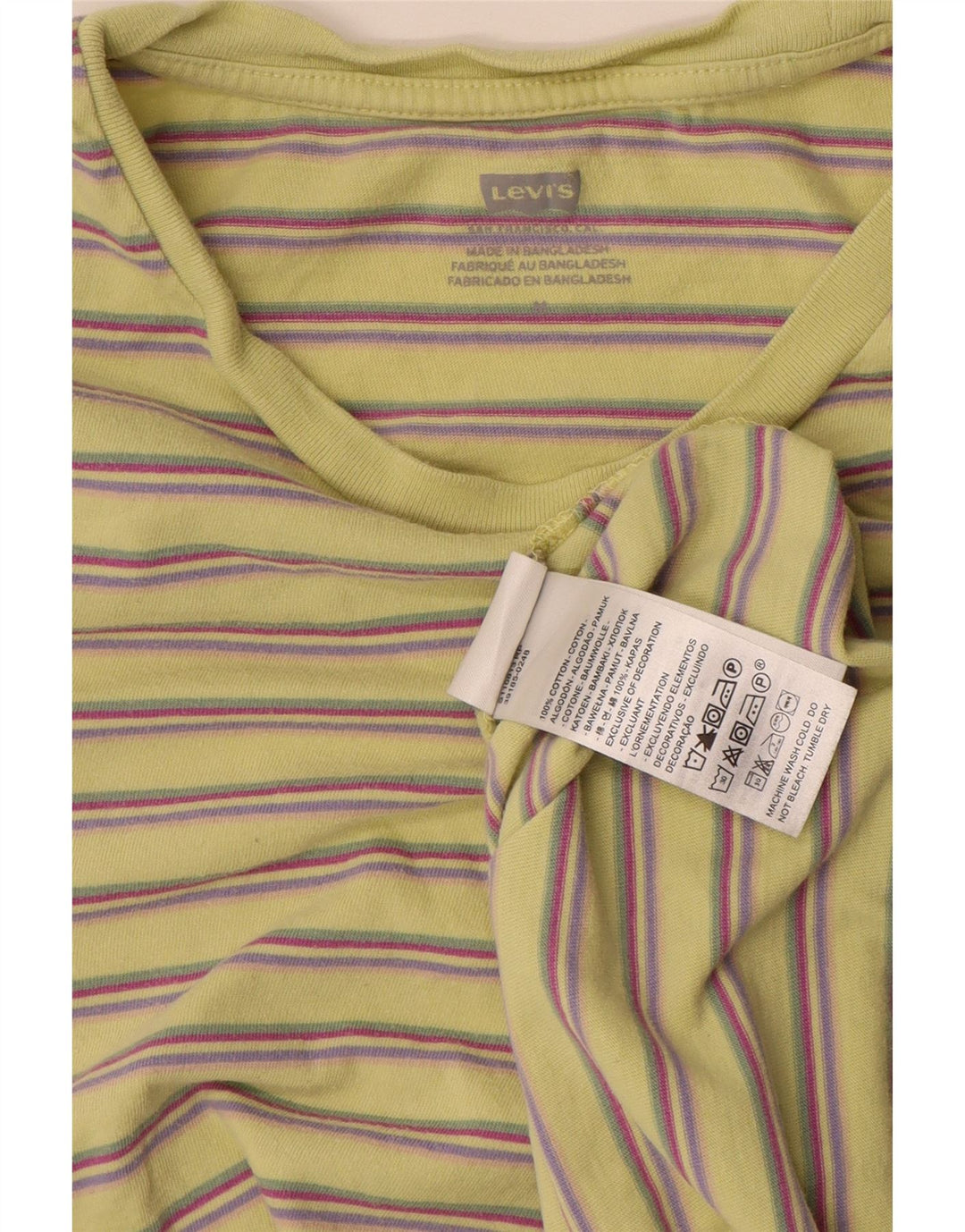 T-shirt da donna Levi's Top UK 14 cotone a righe gialle medie