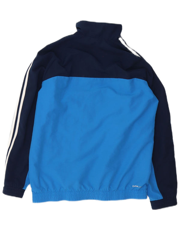Giacca superiore della tuta Adidas Climalite da ragazzo 13-14 anni Blu Colourblock
