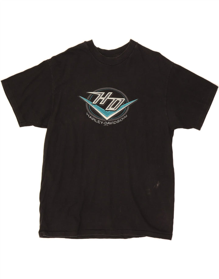 HARLEY DAVIDSON Mens Graphic T-Shirt Top Large Black Cotton Motorcycle Vintage Harley Davidson and Second-Hand Harley Davidson from Messina Hembry 