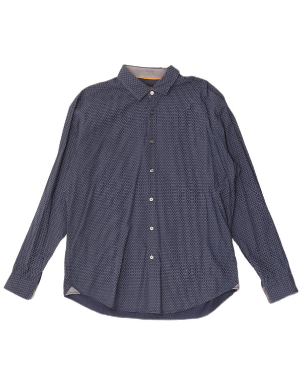 Camicia da uomo Hugo Boss XL in cotone floreale blu navy