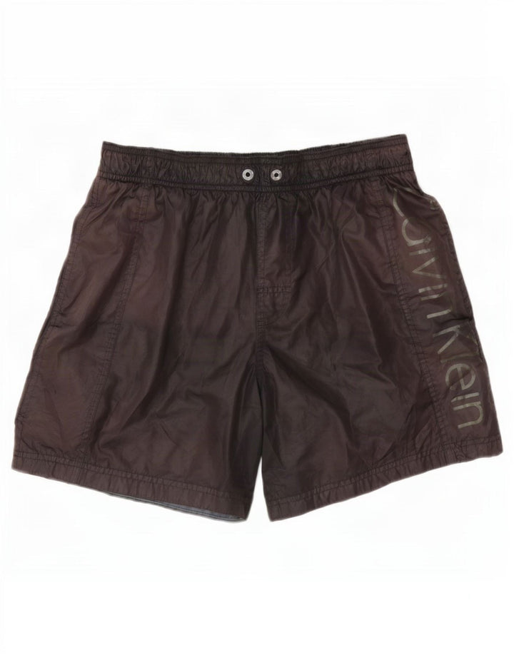 Pantaloncini da bagno grafici da uomo Calvin Klein piccoli in poliestere marrone