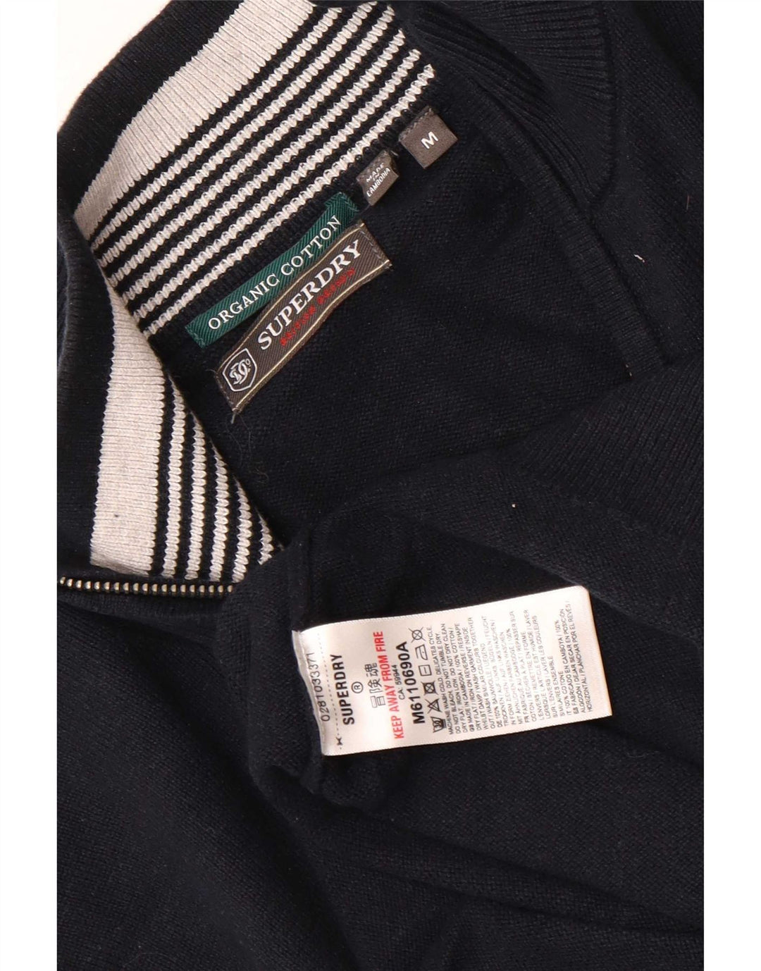 Maglione da uomo con zip e collo Superdry in cotone blu navy medio