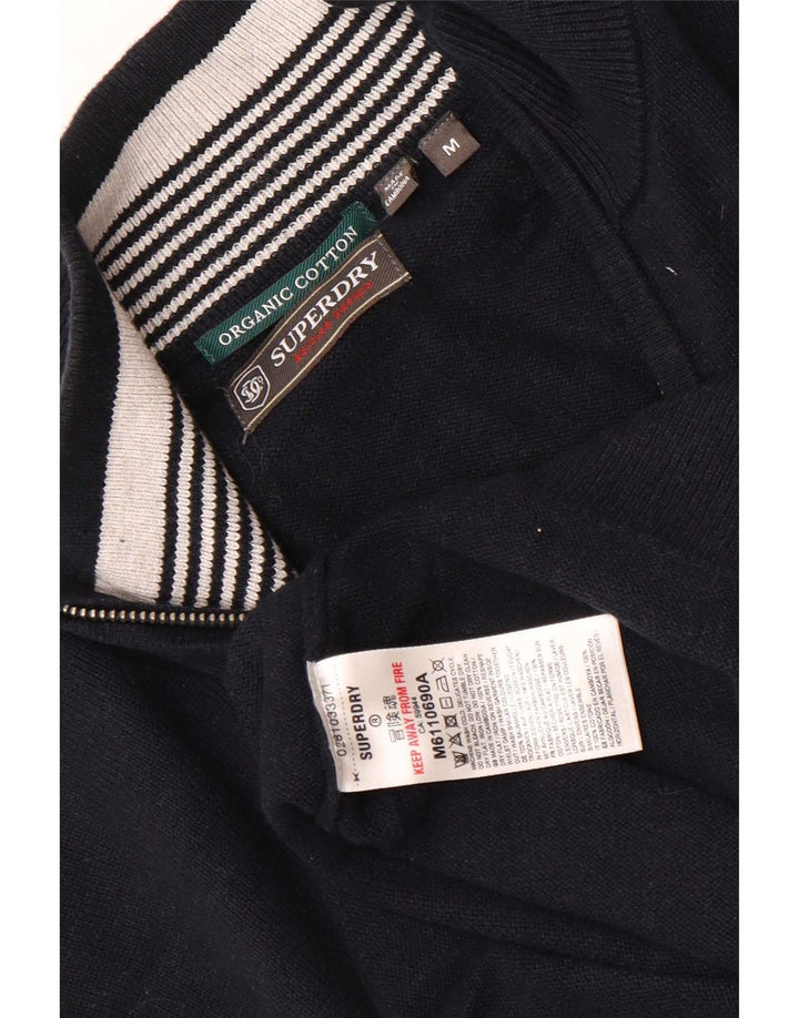 Maglione da uomo con zip e collo Superdry in cotone blu navy medio