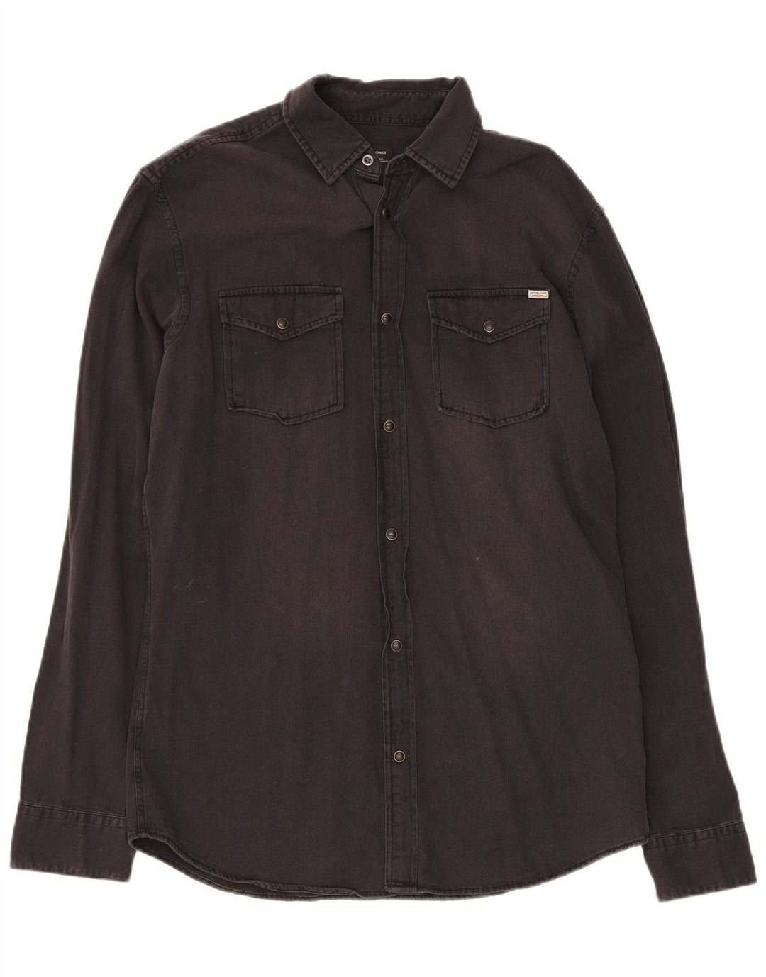 JACK & JONES Camicia di jeans da uomo in cotone nero medio