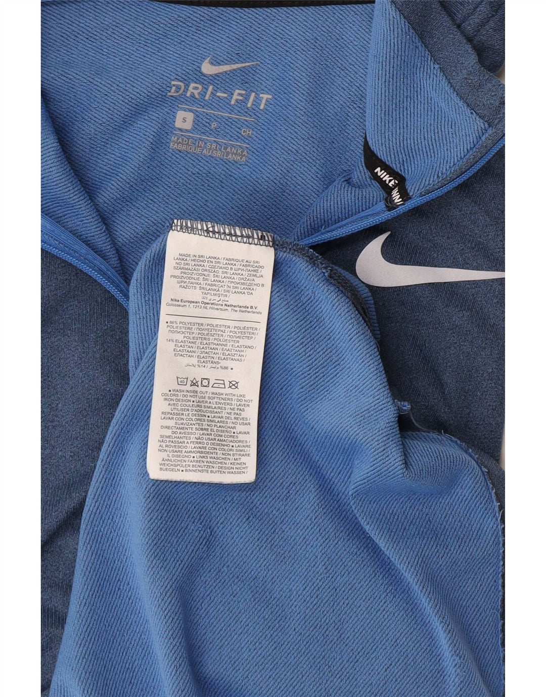 Nike Dri Fit Zip Neck Pullover Tuta da Uomo Top in Poliestere Blu Piccolo