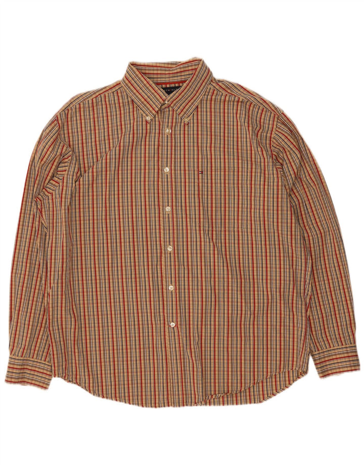 Camicia da uomo Tommy Hilfiger XL in cotone a quadri beige