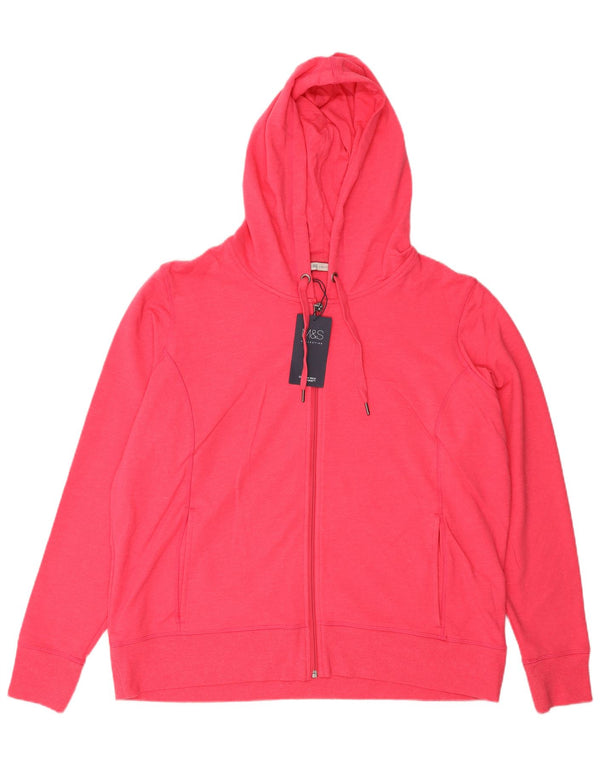 Maglione con cappuccio e zip da donna Marks & Spencer UK 22 3XL Cotone rosa