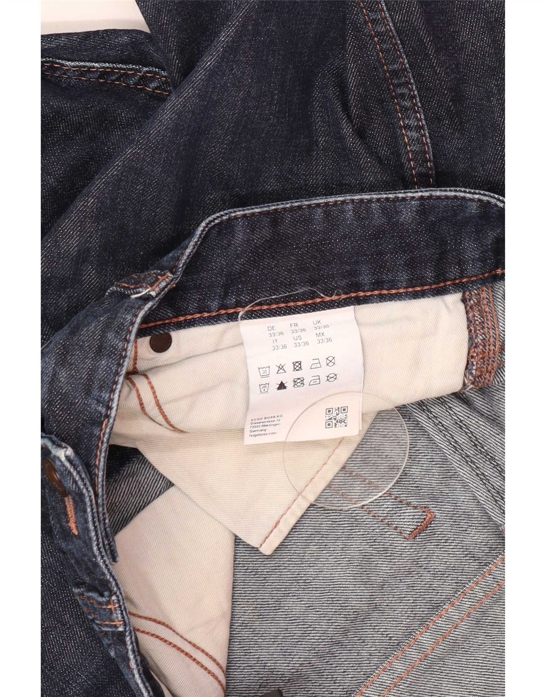 Jeans dritti da donna Hugo Boss W33 L26 cotone blu navy