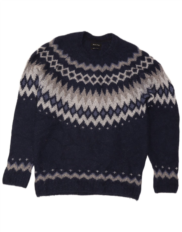 Maglione maglione girocollo da donna Massimo Dutti UK 16 grande blu navy