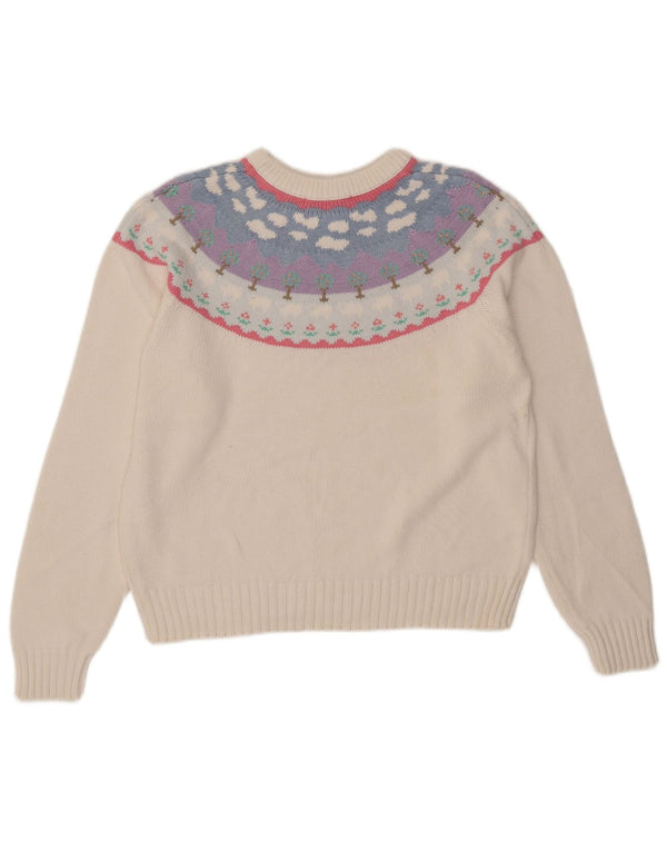 Maglione maglione girocollo da donna Eddie Bauer UK 16 Large White Fair Isle