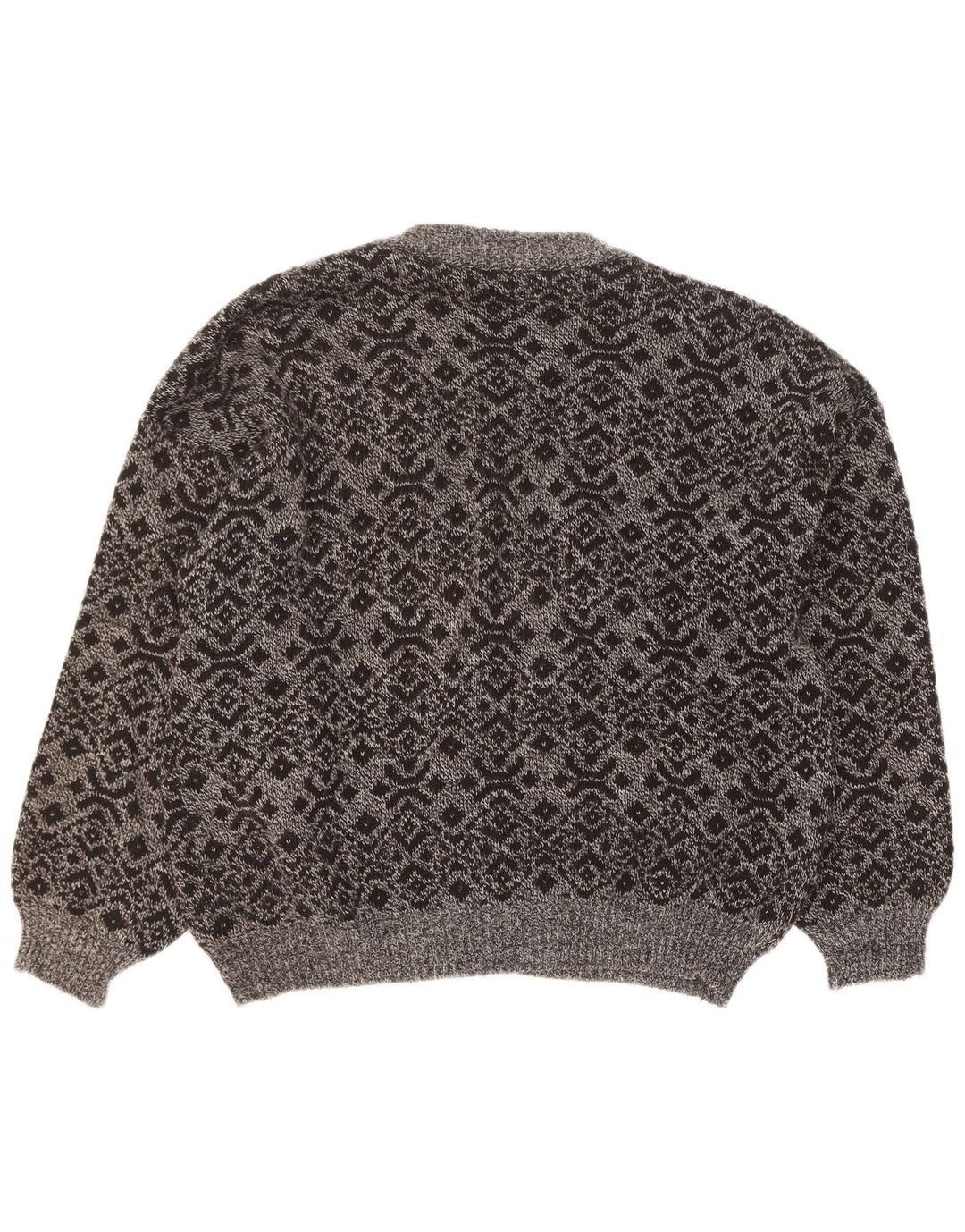 Maglione cardigan da uomo vintage grande grigio geometrico