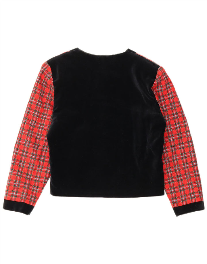 Giubbotto bomber corto da donna vintage IT 40 piccolo lana a quadri rossi