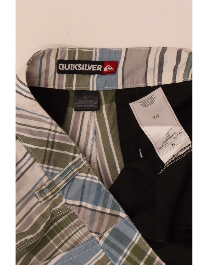 Pantaloncini chino da uomo Quiksilver W34 grandi in cotone a quadri multicolore