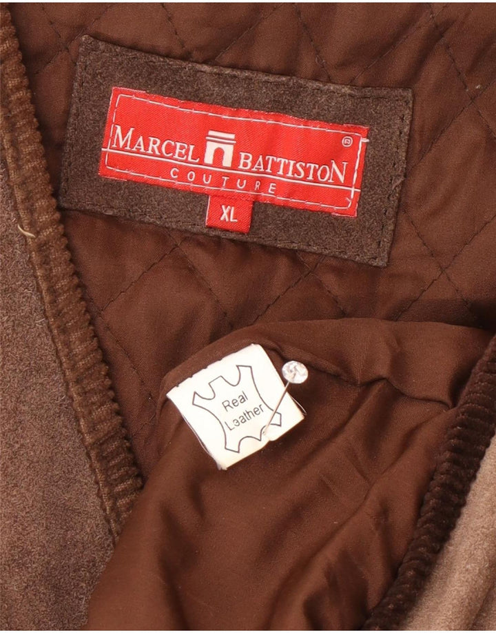 Gilet in pelle da uomo Marcel Battiston XL marrone classico