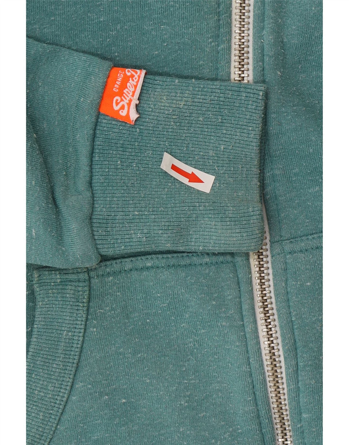 Maglione con cappuccio e zip da uomo Superdry in cotone screziato verde medio